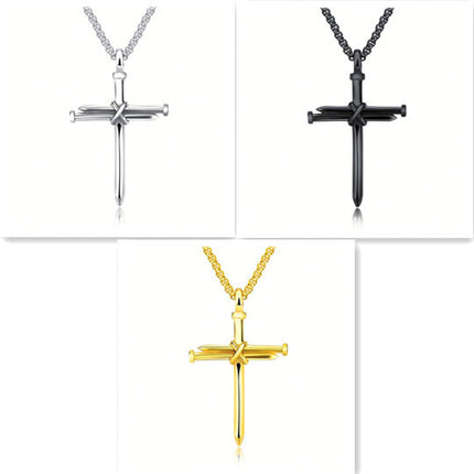 Steel Cross Pendant Necklace