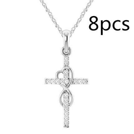 Alloy Pendant with Diamond & Cross Necklace