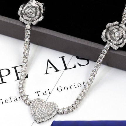 925 Silver Set Moissani Hip-hop Personalized Rose Necklace