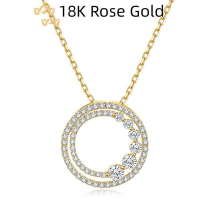 18K Gold Rose Gold Diamond Round Necklace