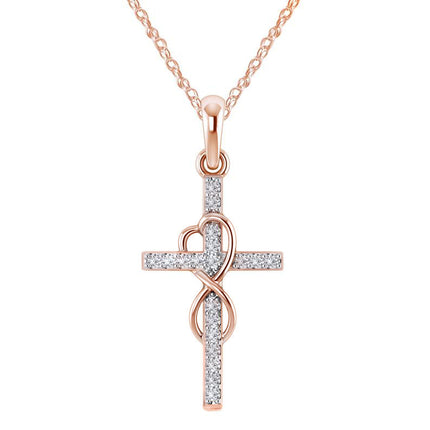 Alloy Pendant with Diamond & Cross Necklace