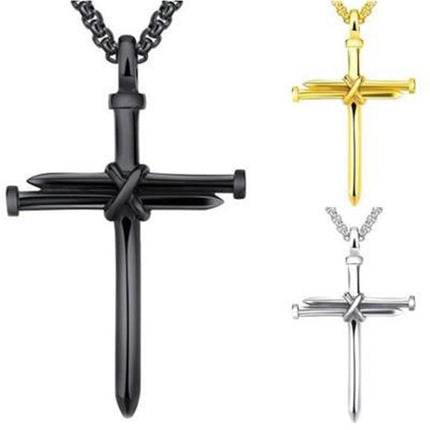 Steel Cross Pendant Necklace