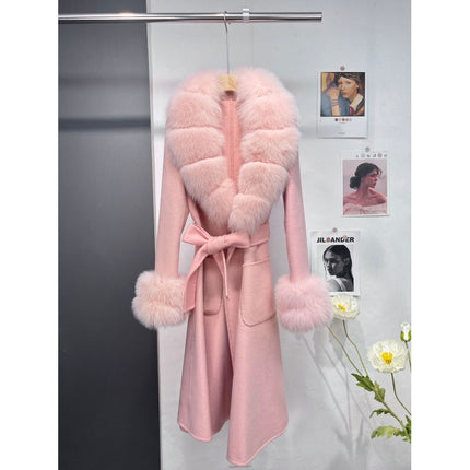 Women's Fur Collar Woolen Coat Long