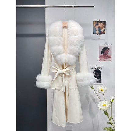 Women's Fur Collar Woolen Coat Long