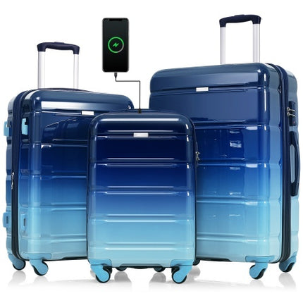 3-Piece Luggage Set 20" with USB Port