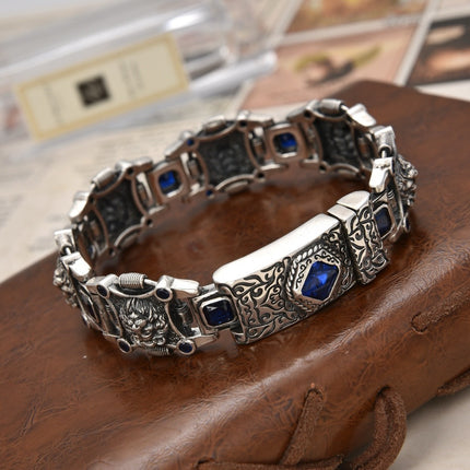 STERLING SILVER LION ZIRCON BRACELET FOR MEN