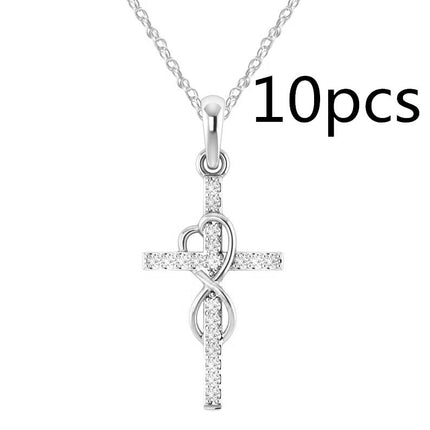 Alloy Pendant with Diamond & Cross Necklace