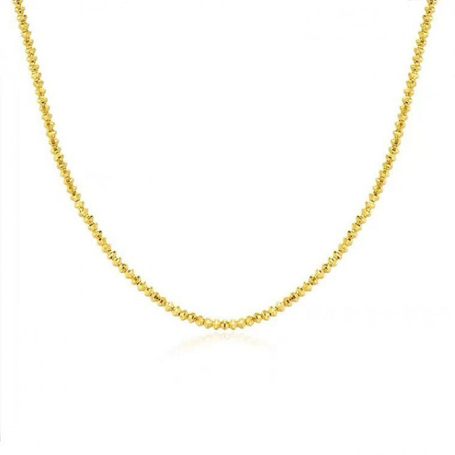 18K Gold Bungee Laser Bead Necklace