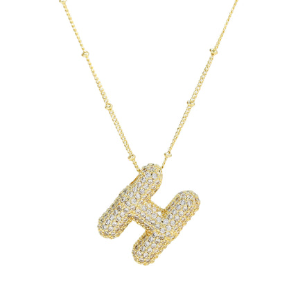 Brass Zircon Balloon Letter Pendant Necklace for Women