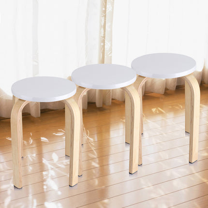 1Pc Anti-Slip Bent Wood Stacking Stool for Kids Room Decor