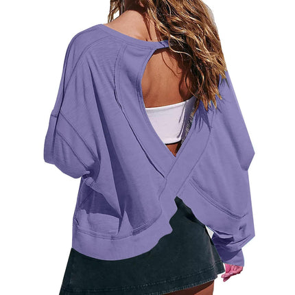 Women's Long Sleeve Backless Top