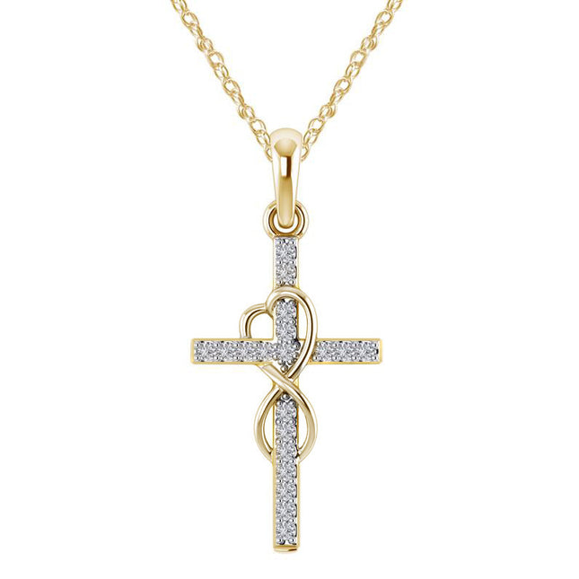 Alloy Pendant with Diamond & Cross Necklace