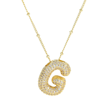 Brass Zircon Balloon Letter Pendant Necklace for Women