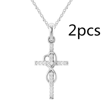 Alloy Pendant with Diamond & Cross Necklace