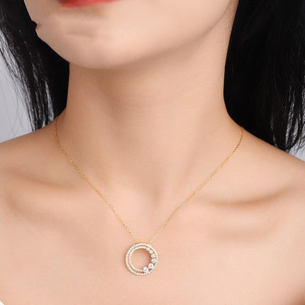 18K Gold Rose Gold Diamond Round Necklace