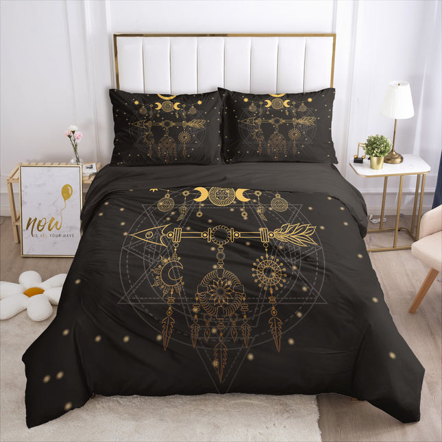 3D Digital Bedding Set with Geometric Pattern