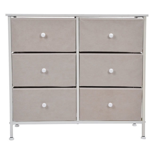 3Tier 6 Drawers Chest Storage Cabinet with Handles – White