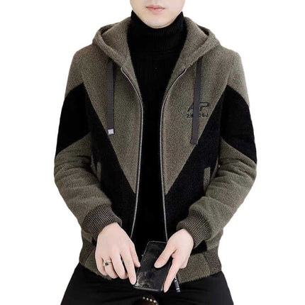 Trendy Hooded Woolen Coat Men