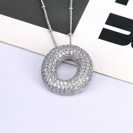 Brass Zircon Balloon Letter Pendant Necklace for Women