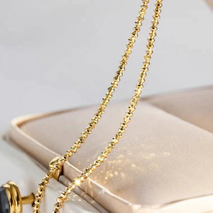 18K Gold Bungee Laser Bead Necklace