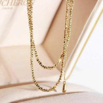 18K Gold Bungee Laser Bead Necklace