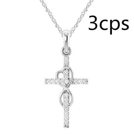 Alloy Pendant with Diamond & Cross Necklace