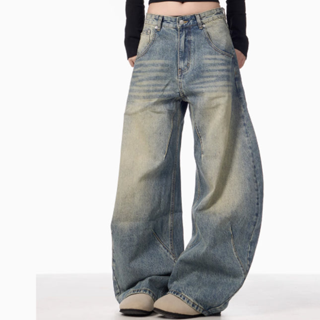 American Retro Loose Wide-leg Jeans For Women