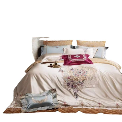 140s Silk Cotton Embroidery 4-Piece Bedding Set