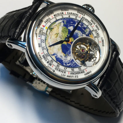 3D Globe Tourbillon Round Watch