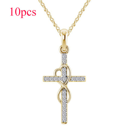 Alloy Pendant with Diamond & Cross Necklace