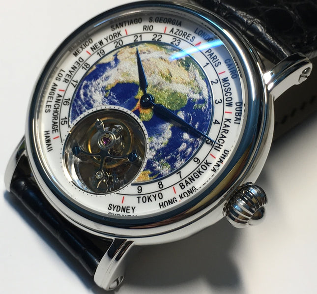 3D Globe Tourbillon Round Watch