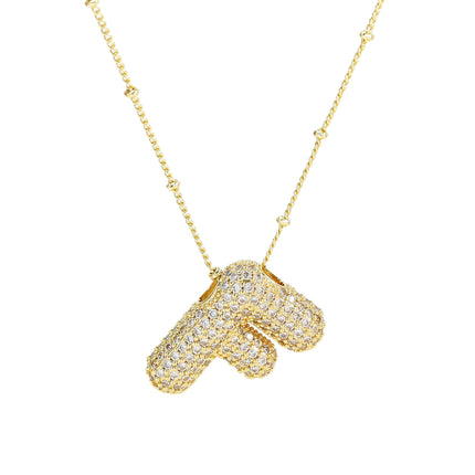 Brass Zircon Balloon Letter Pendant Necklace for Women