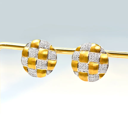 18K Gold Diamond  Braided Earrings