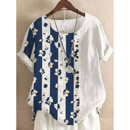 Floral Button Short-sleeved T-shirt