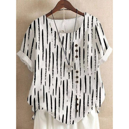 Floral Button Short-sleeved T-shirt