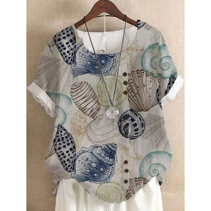 Floral Button Short-sleeved T-shirt