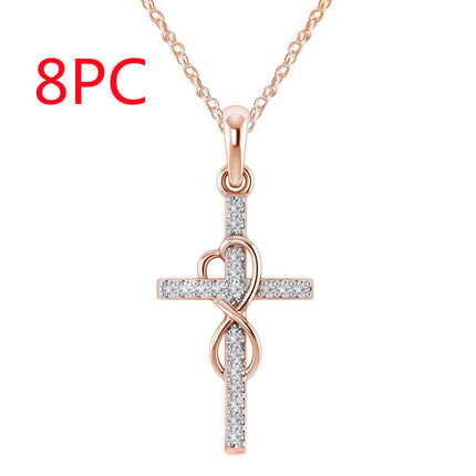 Alloy Pendant with Diamond & Cross Necklace