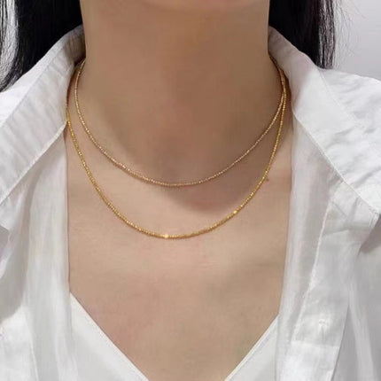 18K Gold Bungee Laser Bead Necklace