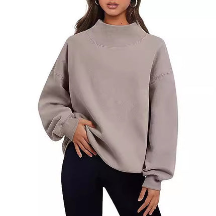 Casual Style Fleece Half Turtleneck Sweater