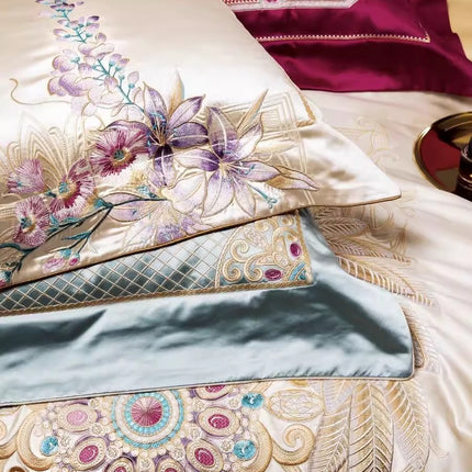 140s Silk Cotton Embroidery 4-Piece Bedding Set