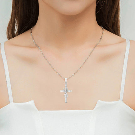 Alloy Pendant with Diamond & Cross Necklace