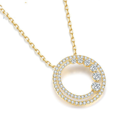 18K Gold Rose Gold Diamond Round Necklace