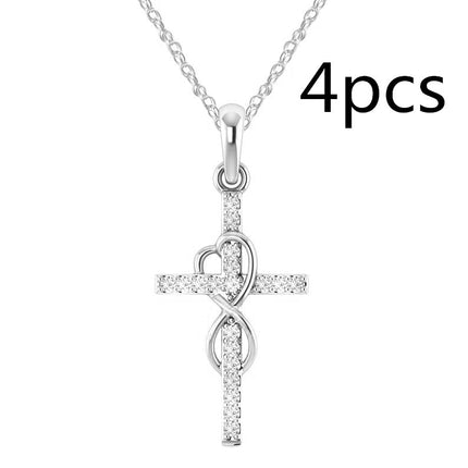 Alloy Pendant with Diamond & Cross Necklace