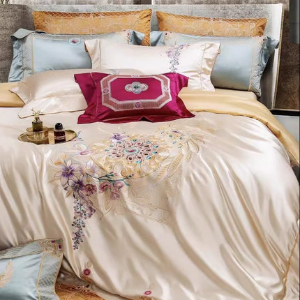 140s Silk Cotton Embroidery 4-Piece Bedding Set