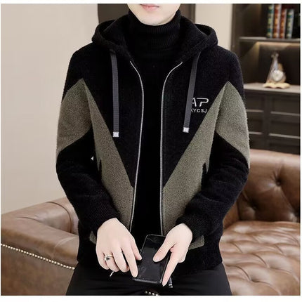 Trendy Hooded Woolen Coat Men