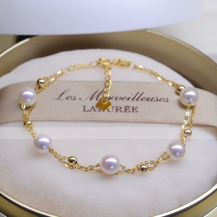 18K Gold Seawater Pearl Adjustable Bracelet