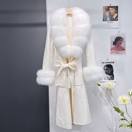 Women's Fur Collar Woolen Coat Long