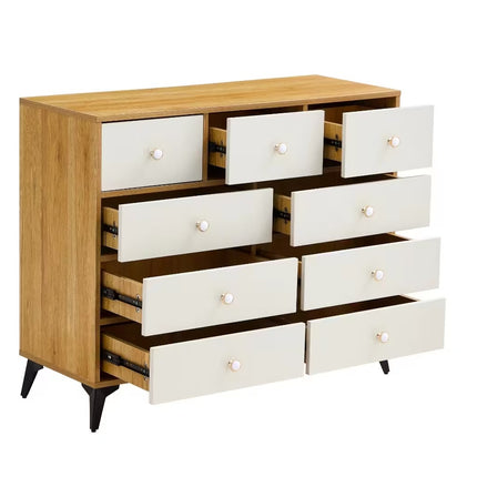 9-Drawer MDF Cabinet Dresser, Wood Colour