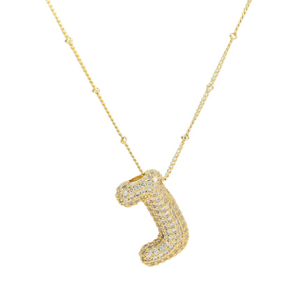 Brass Zircon Balloon Letter Pendant Necklace for Women