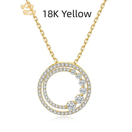 18K Gold Rose Gold Diamond Round Necklace